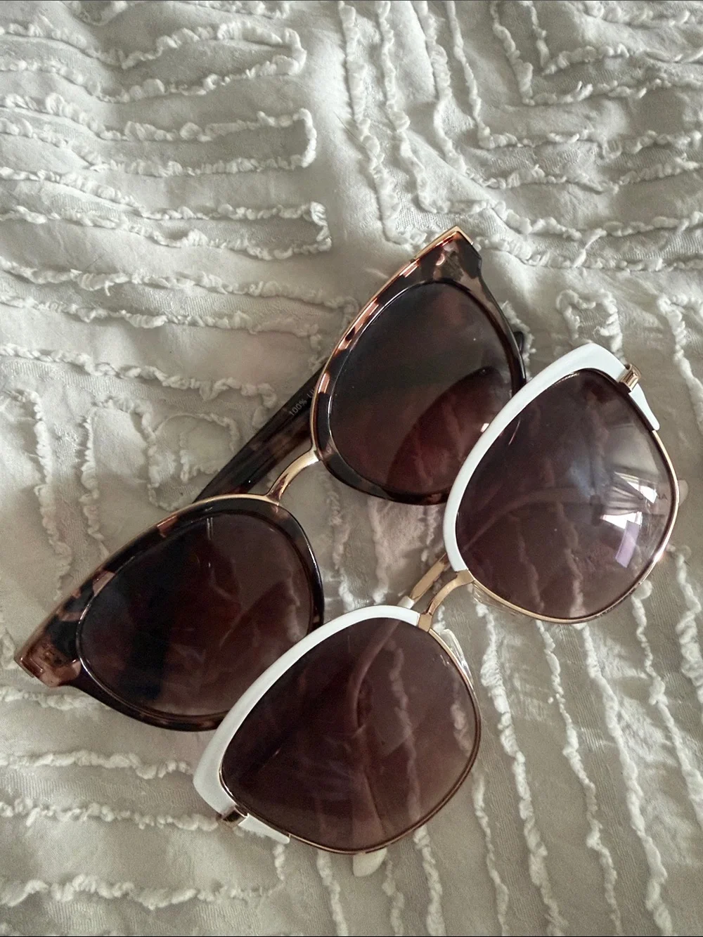 2pk Women's Sunglasses - Brown Tortoiseshell and White-Trim Frames